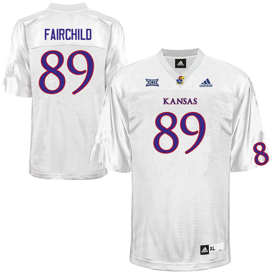 Men #89 Mason Fairchild Kansas Jayhawks College Football Jerseys Sale-White